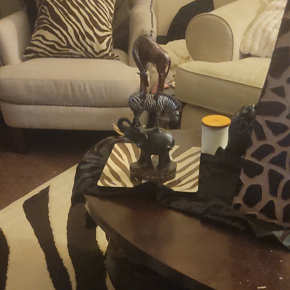 Animal Figurine Set with Zebra and Elephant Set Of 2